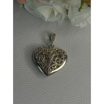 925 Sterling Silver Heart Pendant Length 1.40 Inch