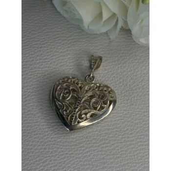 925 Sterling Silver Heart Pendant Length 1.40 Inch