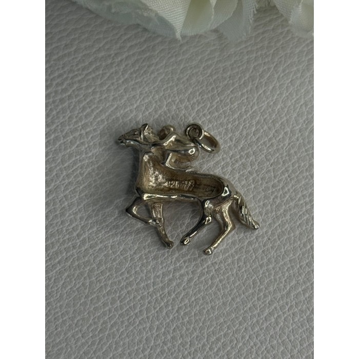 Horse & Jockey Lucky Racing Race Charm Pendant 925 Sterling Silver Length 1 Inch
