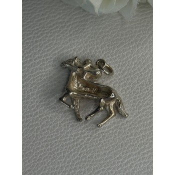 Horse & Jockey Lucky Racing Race Charm Pendant 925 Sterling Silver Length 1 Inch