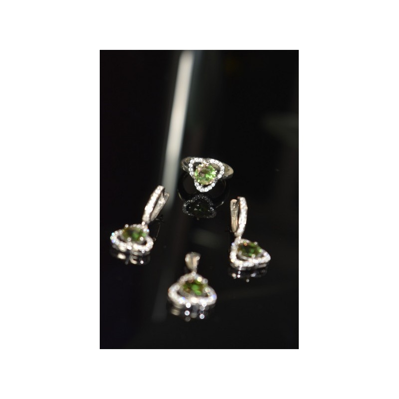 925 STERLING SILVER ALPANITE & CZ  JEWELRY SET TURKEY