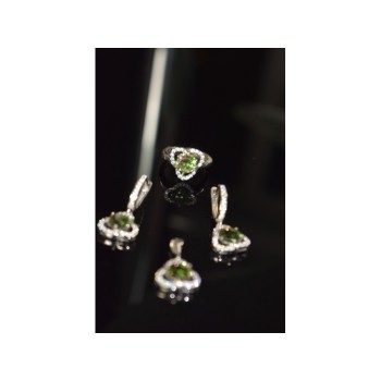 925 STERLING SILVER ALPANITE & CZ  JEWELRY SET TURKEY