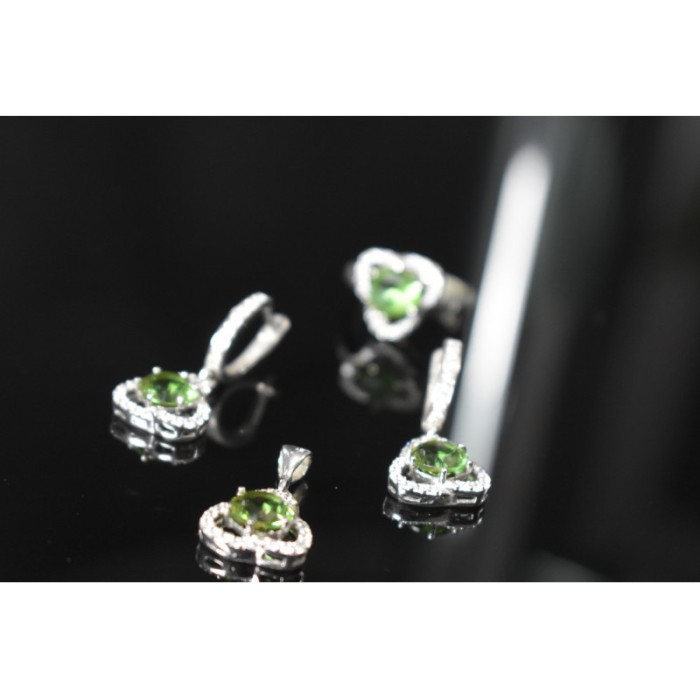 925 STERLING SILVER ALPANITE & CZ  JEWELRY SET TURKEY