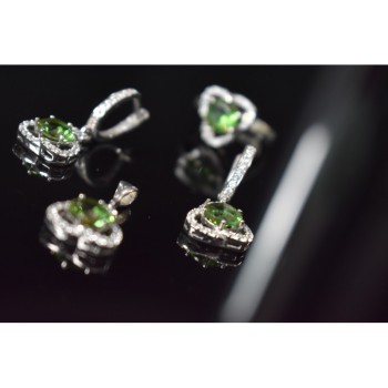 925 STERLING SILVER ALPANITE & CZ  JEWELRY SET TURKEY