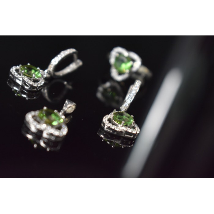 925 STERLING SILVER ALPANITE & CZ  JEWELRY SET TURKEY