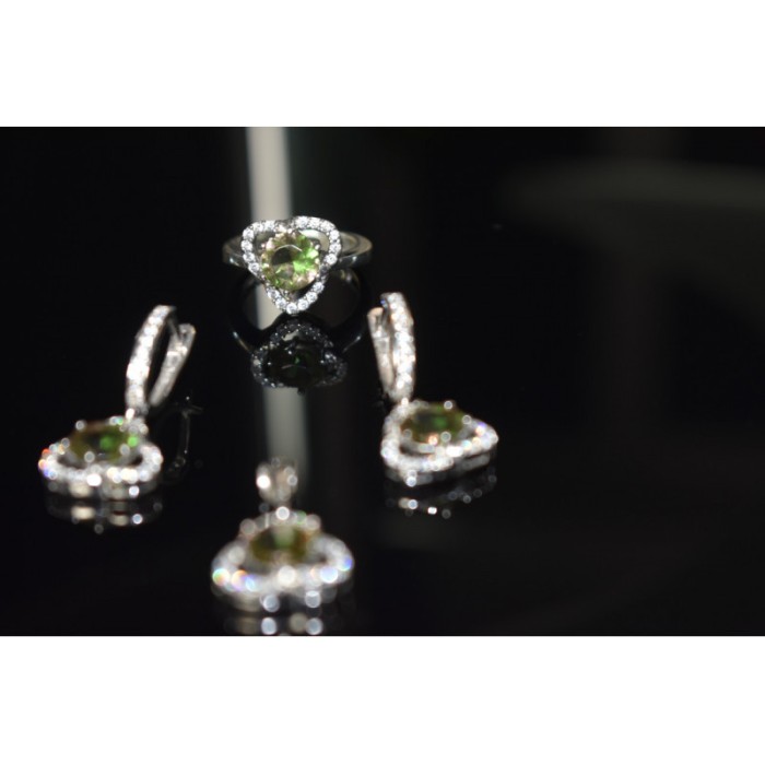 925 STERLING SILVER ALPANITE & CZ  JEWELRY SET TURKEY