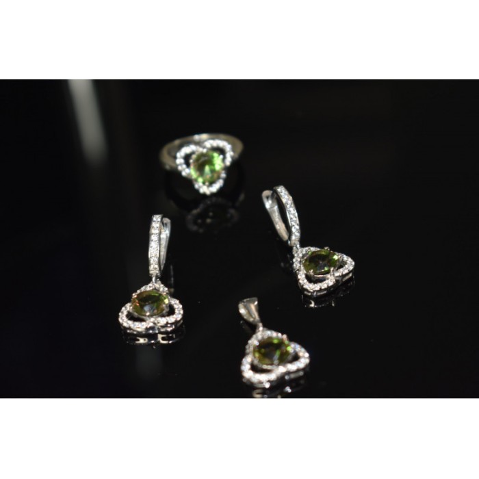 925 STERLING SILVER ALPANITE & CZ  JEWELRY SET TURKEY