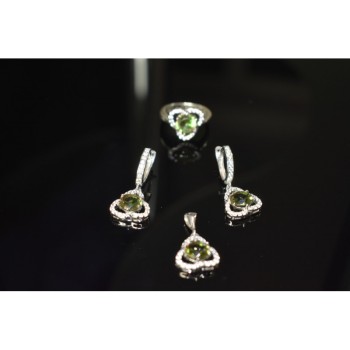 925 STERLING SILVER ALPANITE & CZ  JEWELRY SET TURKEY