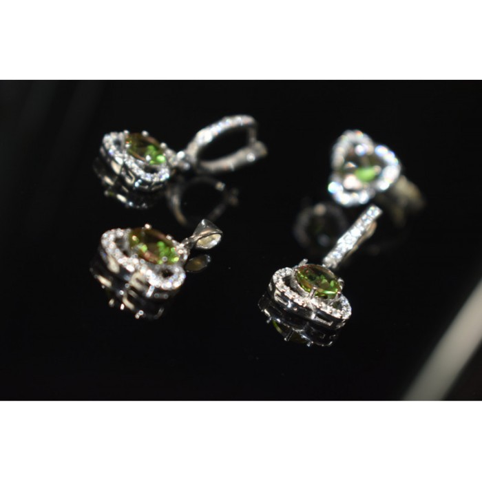 925 STERLING SILVER ALPANITE & CZ  JEWELRY SET TURKEY