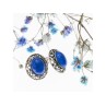 Vintage 925 Sterling Silver Blue Agate Stud Earrings