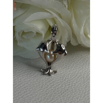 925 STERLING SILVER PEARL DOLPHINS PENDANT LENGTH 1 INCH