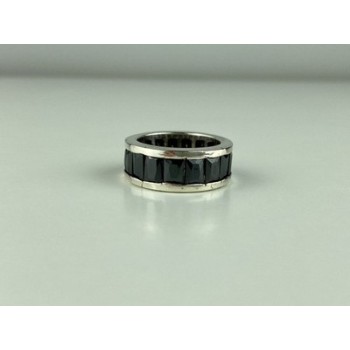 925 Sterling Silver Blue CZ Ring Size 7.5