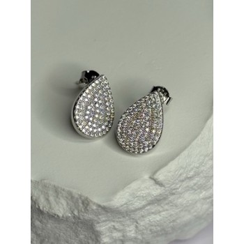 925 Sterling Silver Drop CZ Earrings Length 0.65 Inch