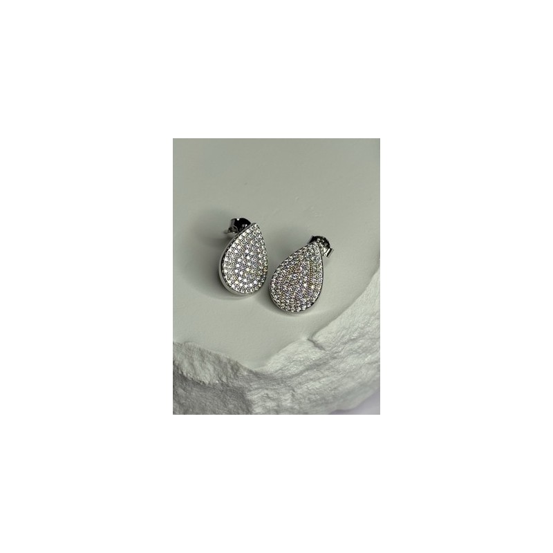 925 Sterling Silver Drop CZ Earrings Length 0.65 Inch
