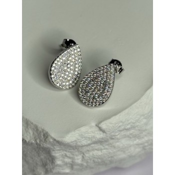 925 Sterling Silver Drop CZ Earrings Length 0.65 Inch