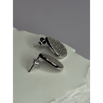 925 Sterling Silver Drop CZ Earrings Length 0.65 Inch