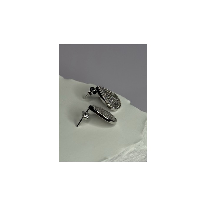 925 Sterling Silver Drop CZ Earrings Length 0.65 Inch