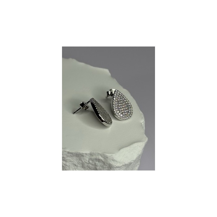 925 Sterling Silver Drop CZ Earrings Length 0.65 Inch