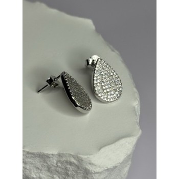 925 Sterling Silver Drop CZ Earrings Length 0.65 Inch