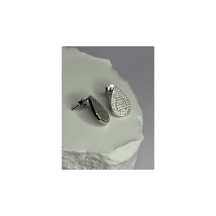 925 Sterling Silver Drop CZ Earrings Length 0.65 Inch