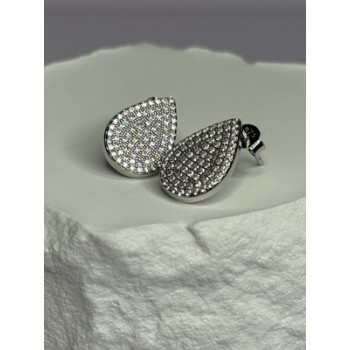 925 Sterling Silver Drop CZ Earrings Length 0.65 Inch