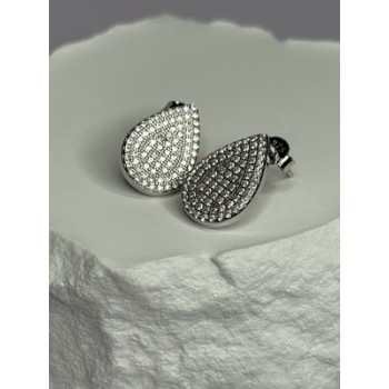 925 Sterling Silver Drop CZ Earrings Length 0.65 Inch