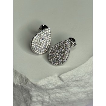925 Sterling Silver Drop CZ Earrings Length 0.65 Inch