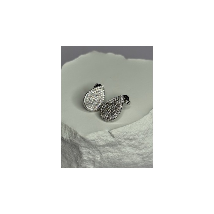 925 Sterling Silver Drop CZ Earrings Length 0.65 Inch