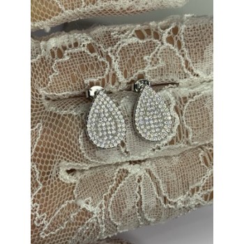 925 Sterling Silver Drop CZ Earrings Length 0.65 Inch