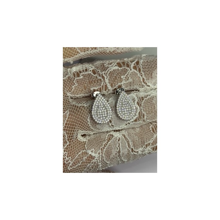 925 Sterling Silver Drop CZ Earrings Length 0.65 Inch