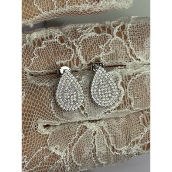 925 Sterling Silver Drop CZ Earrings Length 0.65 Inch