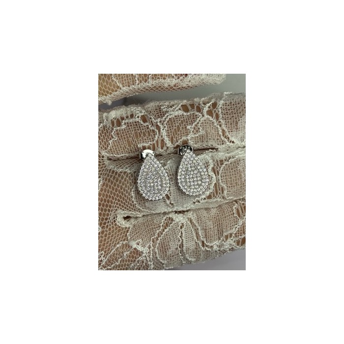 925 Sterling Silver Drop CZ Earrings Length 0.65 Inch