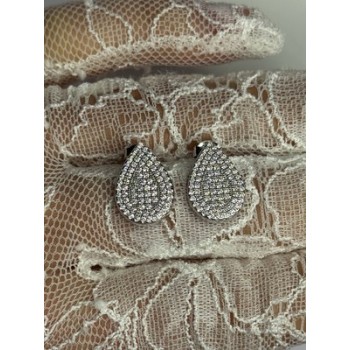 925 Sterling Silver Drop CZ Earrings Length 0.65 Inch