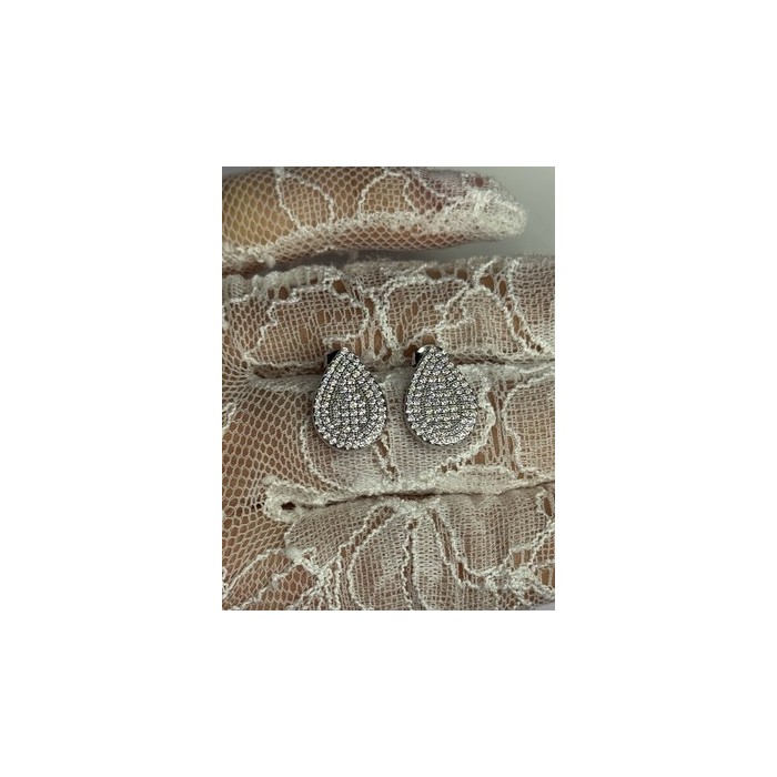 925 Sterling Silver Drop CZ Earrings Length 0.65 Inch