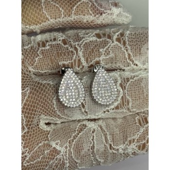 925 Sterling Silver Drop CZ Earrings Length 0.65 Inch