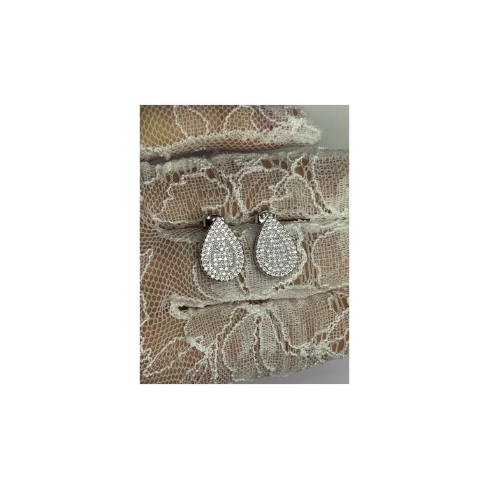 925 Sterling Silver Drop CZ Earrings Length 0.65 Inch