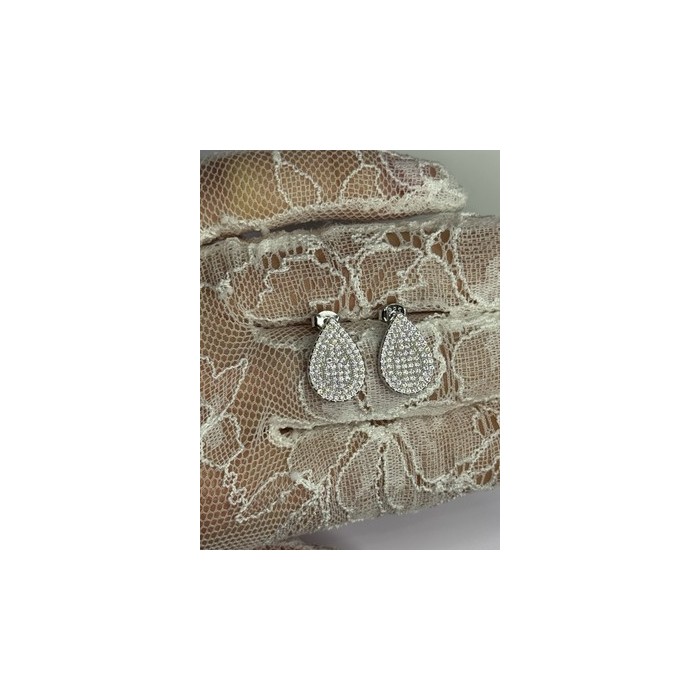 925 Sterling Silver Drop CZ Earrings Length 0.65 Inch