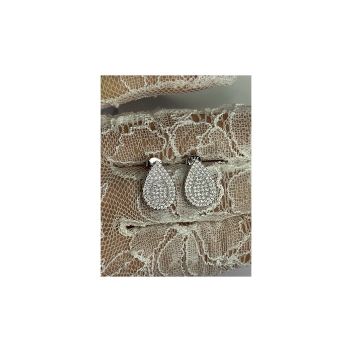 925 Sterling Silver Drop CZ Earrings Length 0.65 Inch