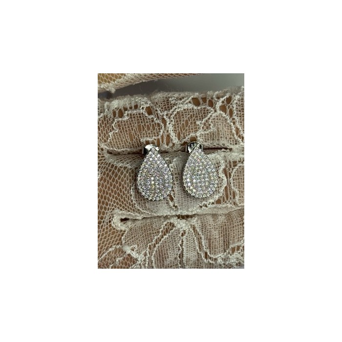 925 Sterling Silver Drop CZ Earrings Length 0.65 Inch