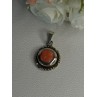 Vintage 925 Sterling Silver Carnelian Pendant Length 1.60 Inch