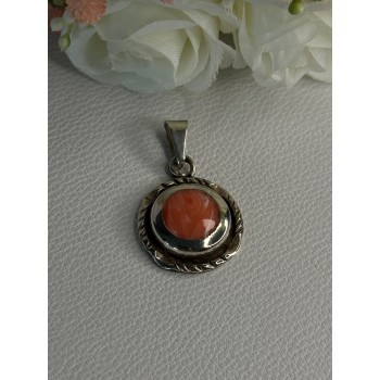 Vintage 925 Sterling Silver Carnelian Pendant Length 1.60 Inch