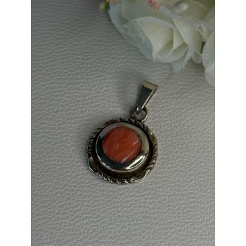 Vintage 925 Sterling Silver Carnelian Pendant Length 1.60 Inch