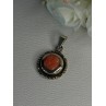 Vintage 925 Sterling Silver Carnelian Pendant Length 1.60 Inch