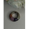 925 Sterling Silver Multi Color Spinel Round Pendant Length 1 Inch