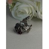 925 Sterling Silver Bird Pyrope Garnet Charm Pendant Length 1 Inch