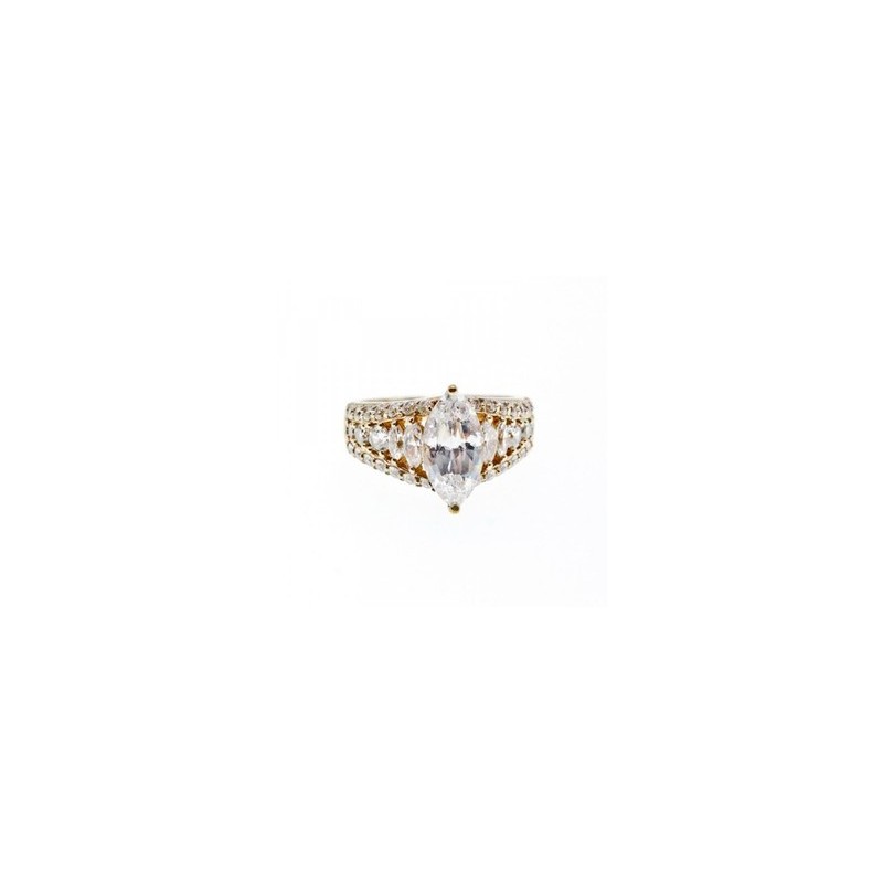 925 Sterling Silver Gold Plated CZ Ring Size 6.5