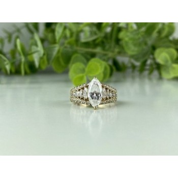 925 Sterling Silver Gold Plated CZ Ring Size 6.5