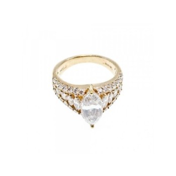 925 Sterling Silver Gold Plated CZ Ring Size 6.5
