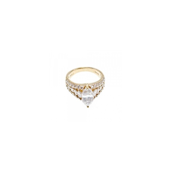 925 Sterling Silver Gold Plated CZ Ring Size 6.5