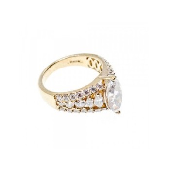 925 Sterling Silver Gold Plated CZ Ring Size 6.5
